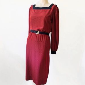 Vintage 1980's Long Sleeve Square Neck Dress